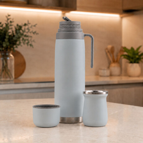 Set Matero Bologna Termo 1L + Mate Térmico Acero Inoxidable Gris Claro