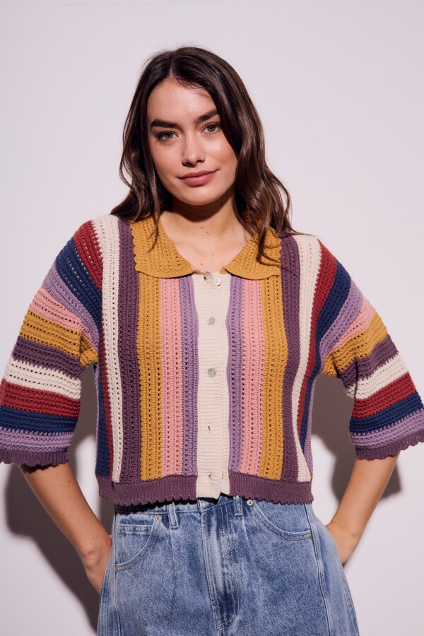 Camisa Crochet Rayada Multi