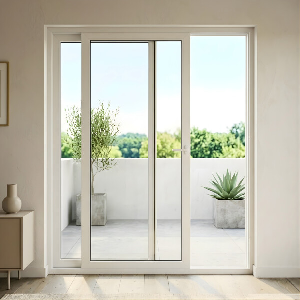 Ventana de PVC Blanco 200 X 200 Puerta Corrediza Aislante Ventana de PVC Blanco 200 X 200 Puerta Corrediza Aislante