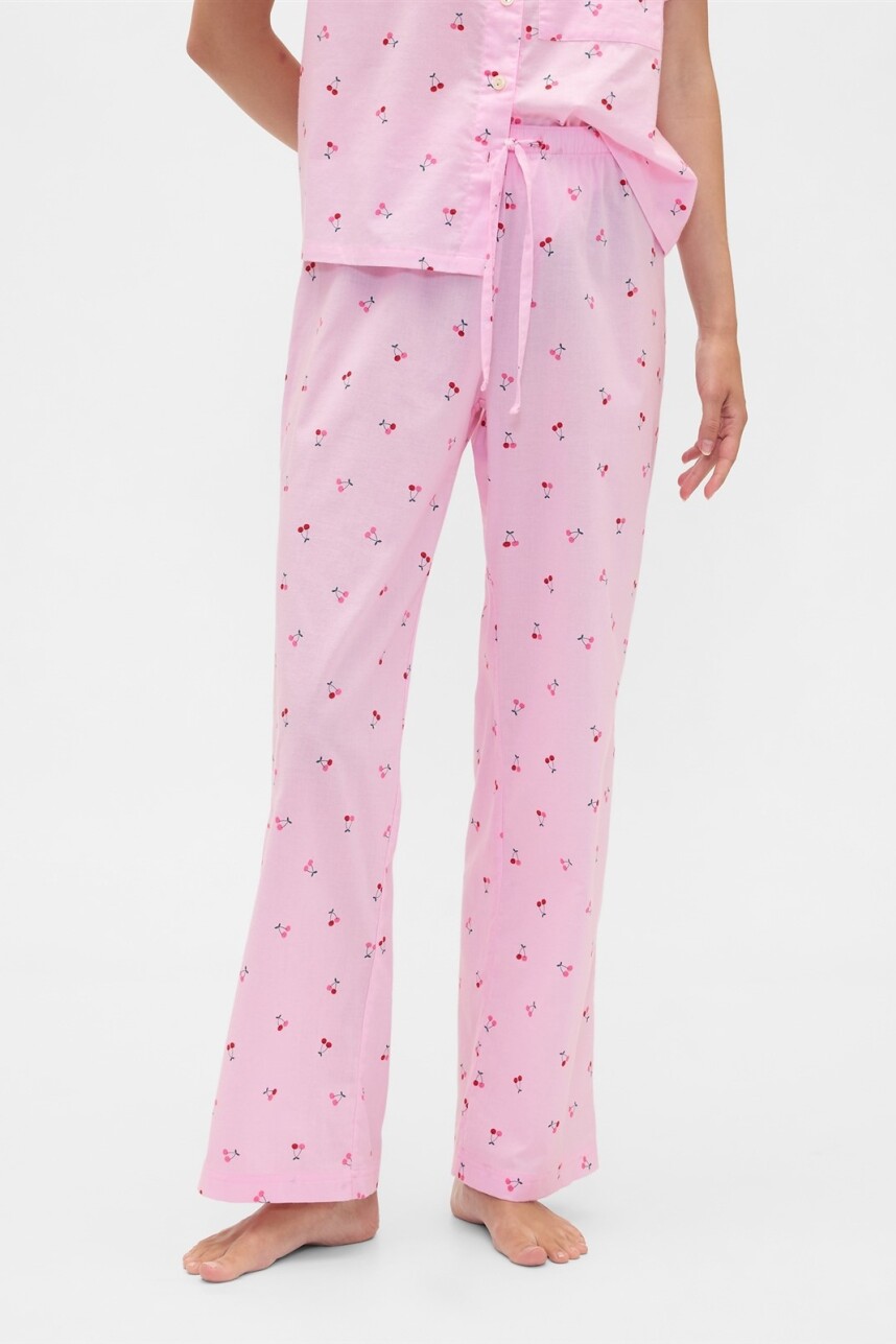 Pijama Pantalón Poplin Mujer Cherry Print