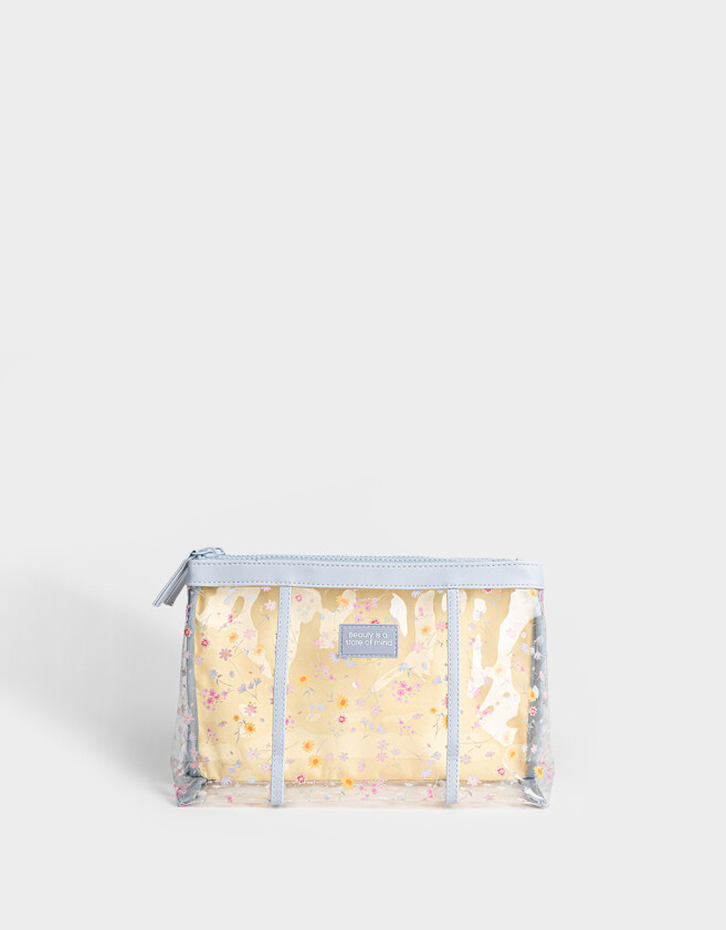 Porta Cosméticos Flores Portacosméticos Estampado - Combinacion Bicolor