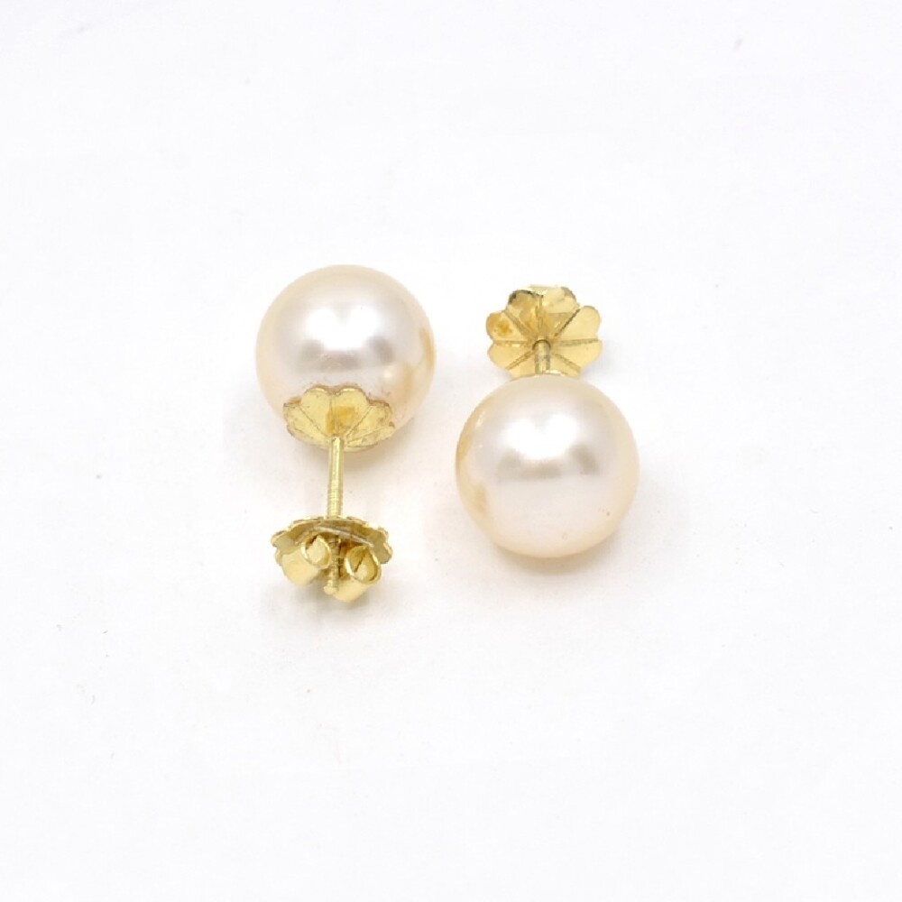 10.5 mm Caravanas En Oro 18K Y Perlas 10.5 mm Caravanas En Oro 18K Y Perlas