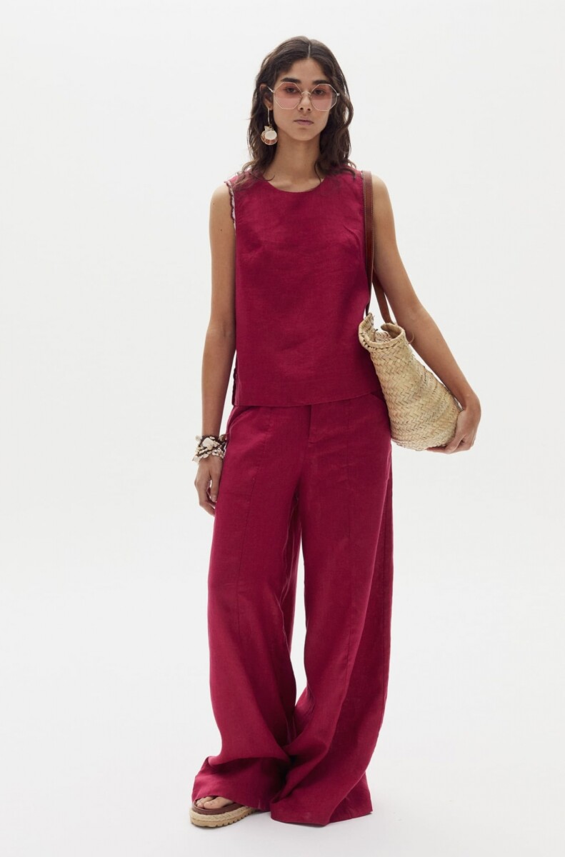 Pantalón Vincent en Lino - Cherry 