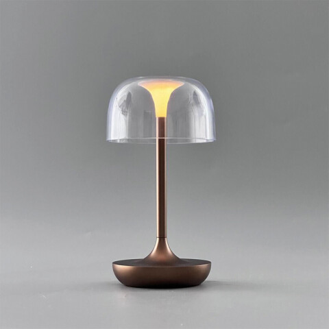 Lámpara de mesa cobre LED inalám. USB cálida dimm AI9857