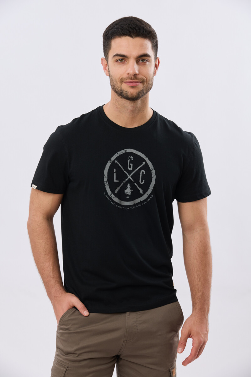 REMERA ESTAMPADA DE ALGODÓN - Negro 