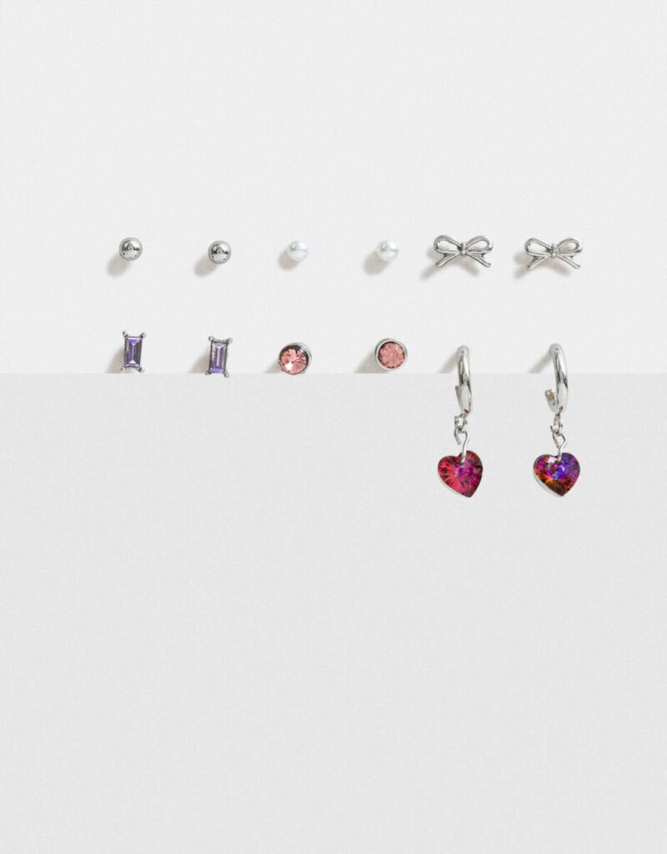 Aros Sets Con Strass - Plateado 