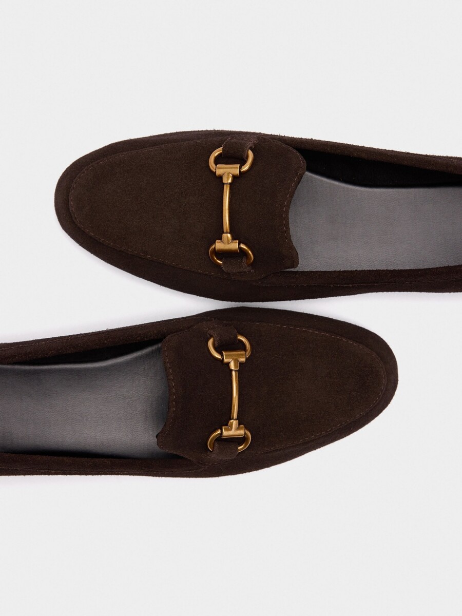 Mocasines De Piel Con Hebilla marron