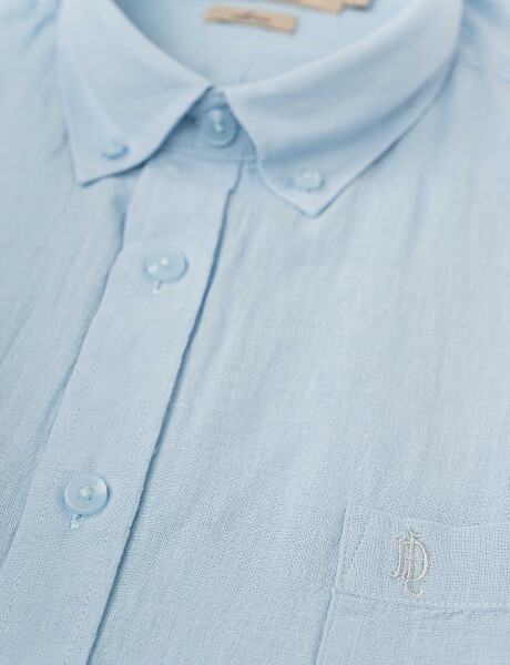 Camisa m/l lino lisa celeste