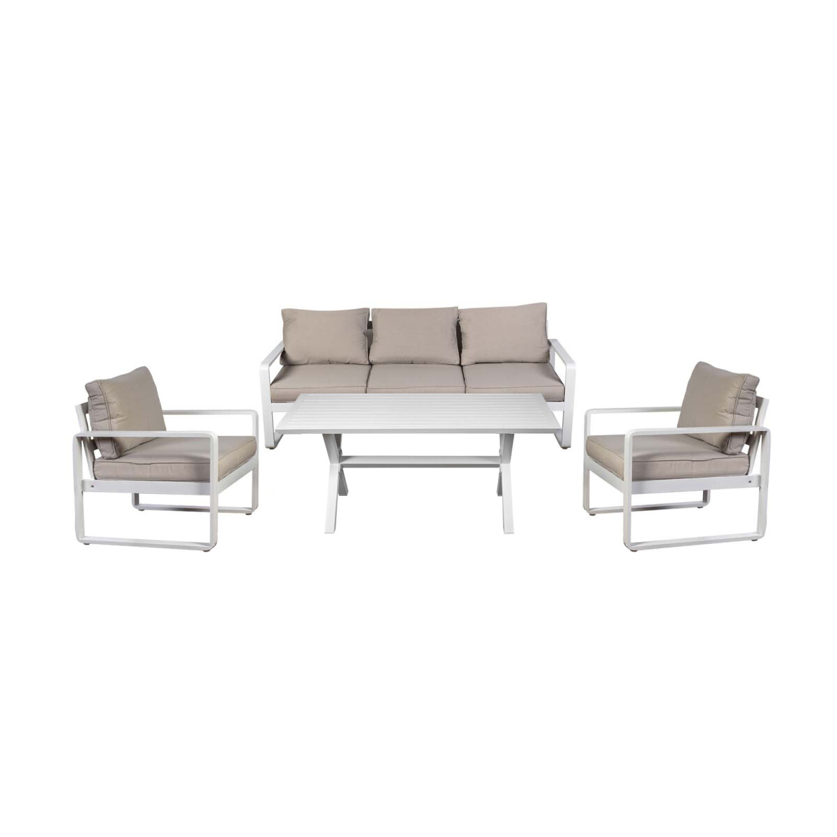SET COMEDOR - ALUMINIO NATURAL-BEIGE CALI 