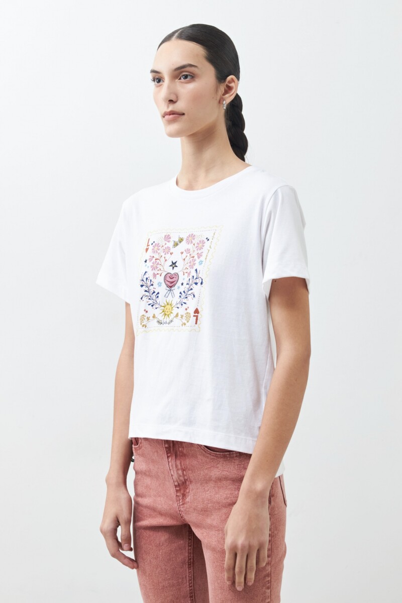 Remera estampada manga corta blanco