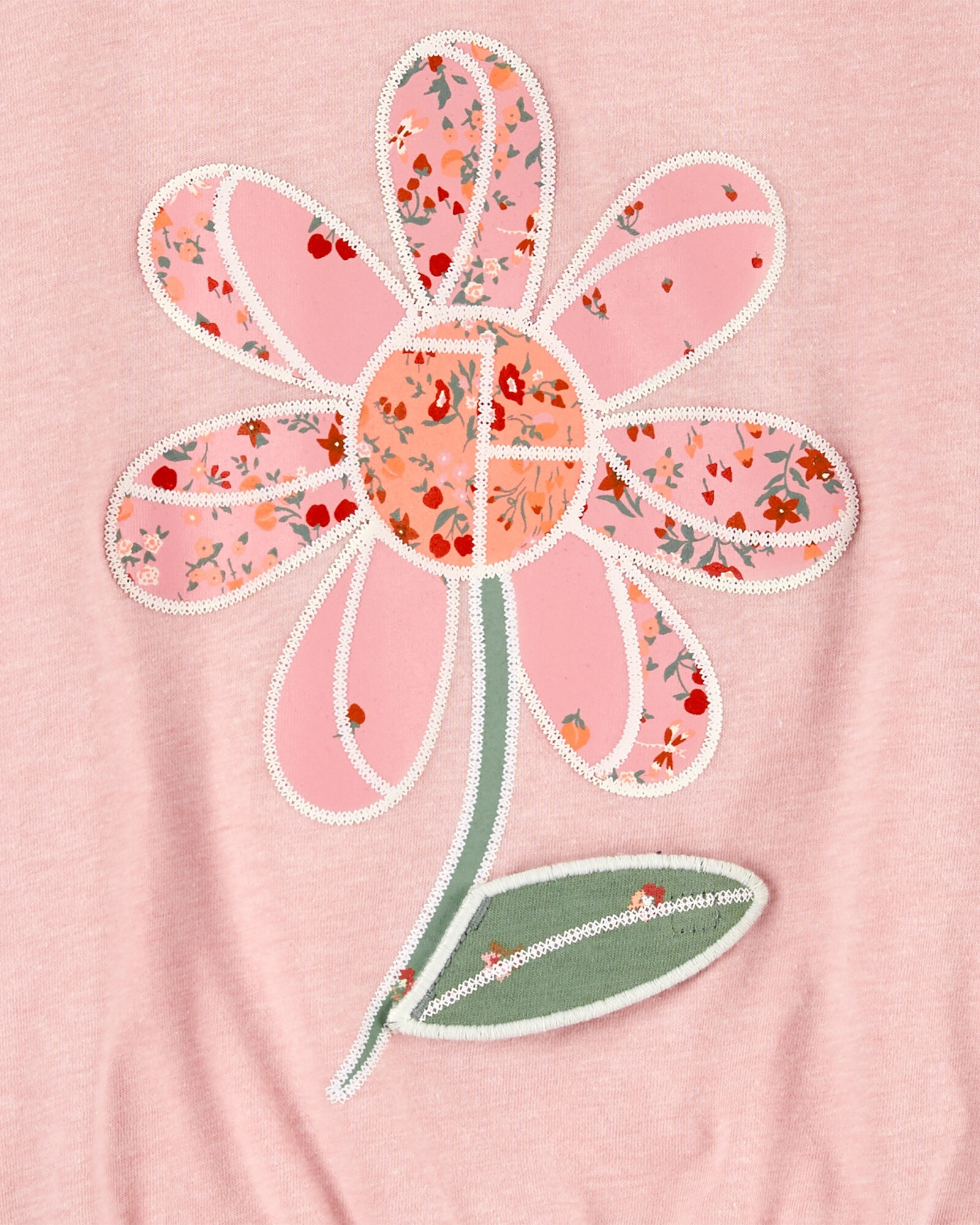 Remera de algodón con cintura elástica y estampa flor Sin color