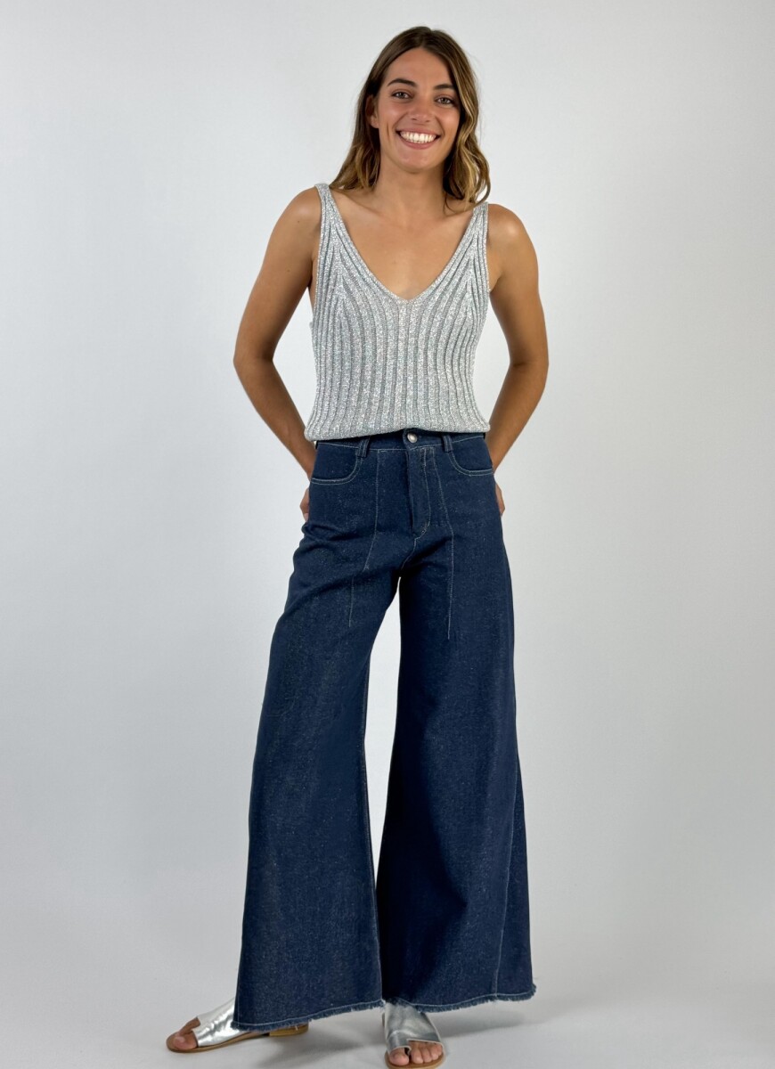 PANTALÓN JACINTO JEAN LAMINADO - PLATEADO 