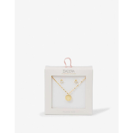 Set Aros Pasantes Y Cadena Plata 925 Dorado