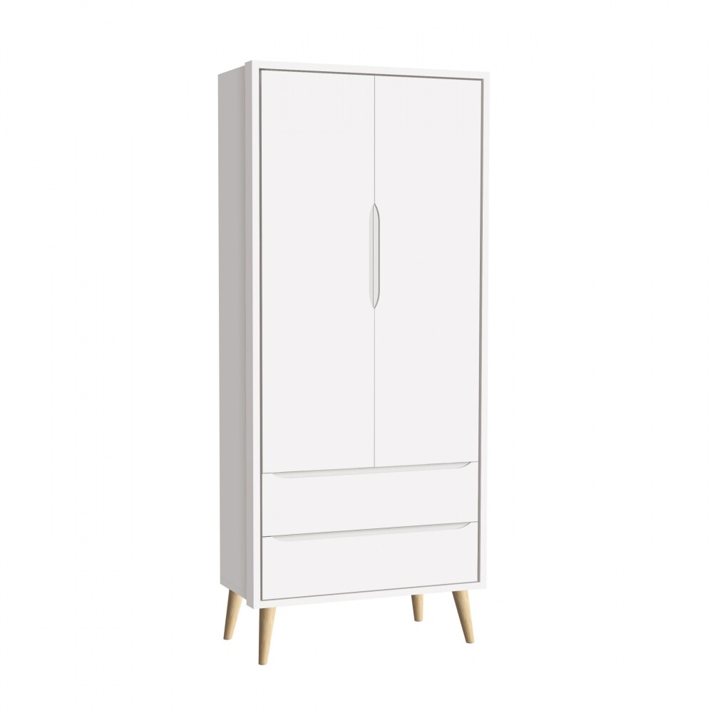 Ropero 2 Puertas 2 Cajones infantil - Theo Blanco
