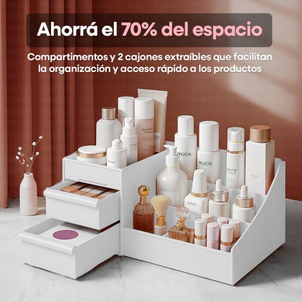 Organizador de Maquillaje IMBACK IBK-HMJ059 | 2 Cajones + Compartimentos | Multifunción para Cosméticos, Joyas y Oficina Organizador de Maquillaje IMBACK IBK-HMJ059 | 2 Cajones + Compartimentos | Multifunción para Cosméticos, Joyas y Oficina