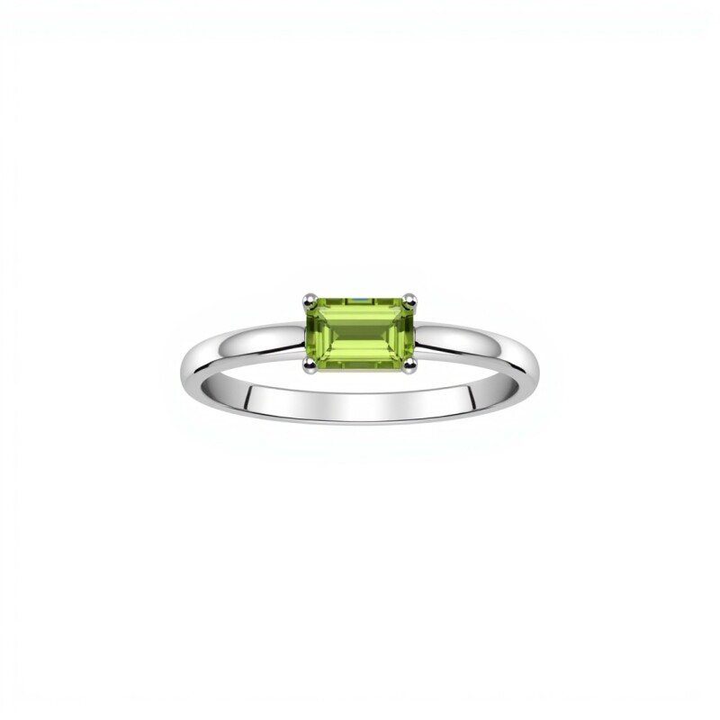 Anillo Cuadrado-Plata rodinada-Piedra Peridoto-AN2023 conpiedra