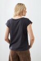 Blusa frente estampado abstracto beige