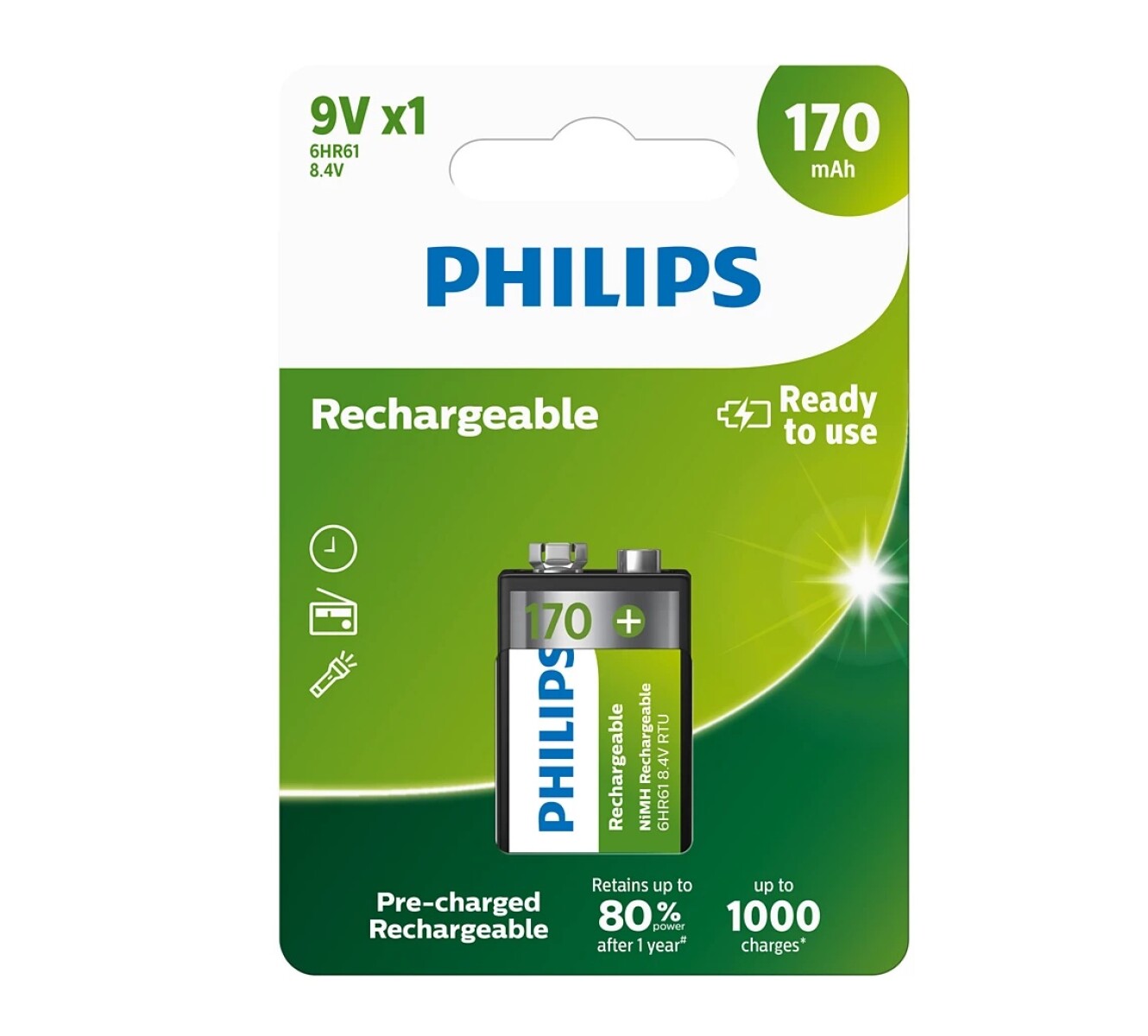 Bateria Recargable Philips 9V 170MAH 