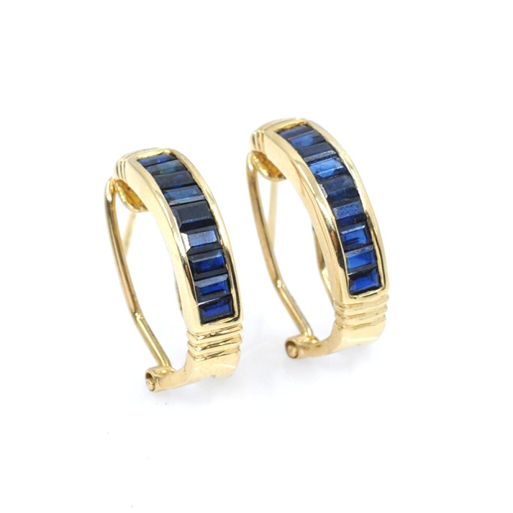Caravanas clips en oro 18k con zafiros azules Caravanas clips en oro 18k con zafiros azules