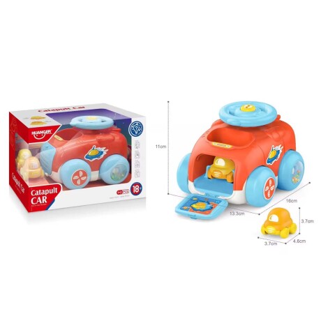 Juego Auto Catapulta + 2 Mini Autitos Plástico Bebé Huanger Naranja