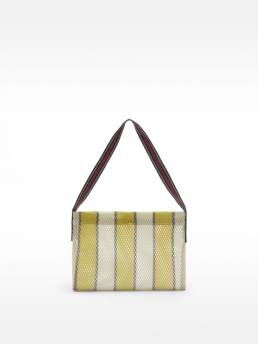 Bolso De Hombro De Rejilla Con Rayas - verde 