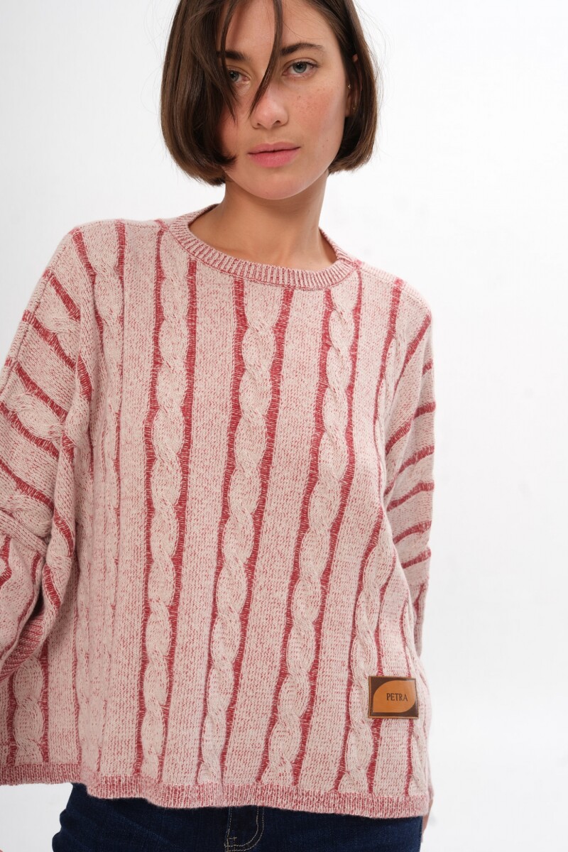 Sweater Oceano Crop Crudo/Bordeaux