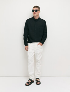 011665 CAMISA DE LINO HARRINGTON LABEL Negro