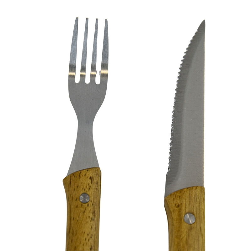 Set 8 piezas Cuchillo 11cm Tenedor 10cm Acacia MADERA
