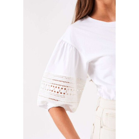 Remera Algodon Combinada Blanco