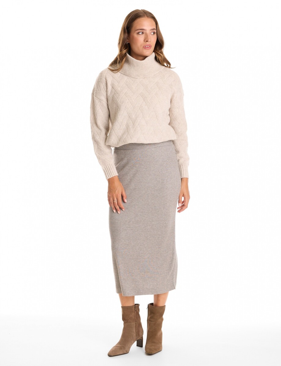 Falda Midi Tejida - Gris 