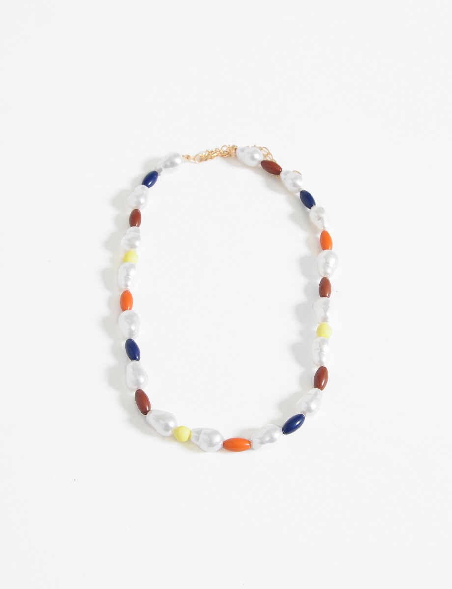 Collar perlas y piedras acrílico - multicolor 