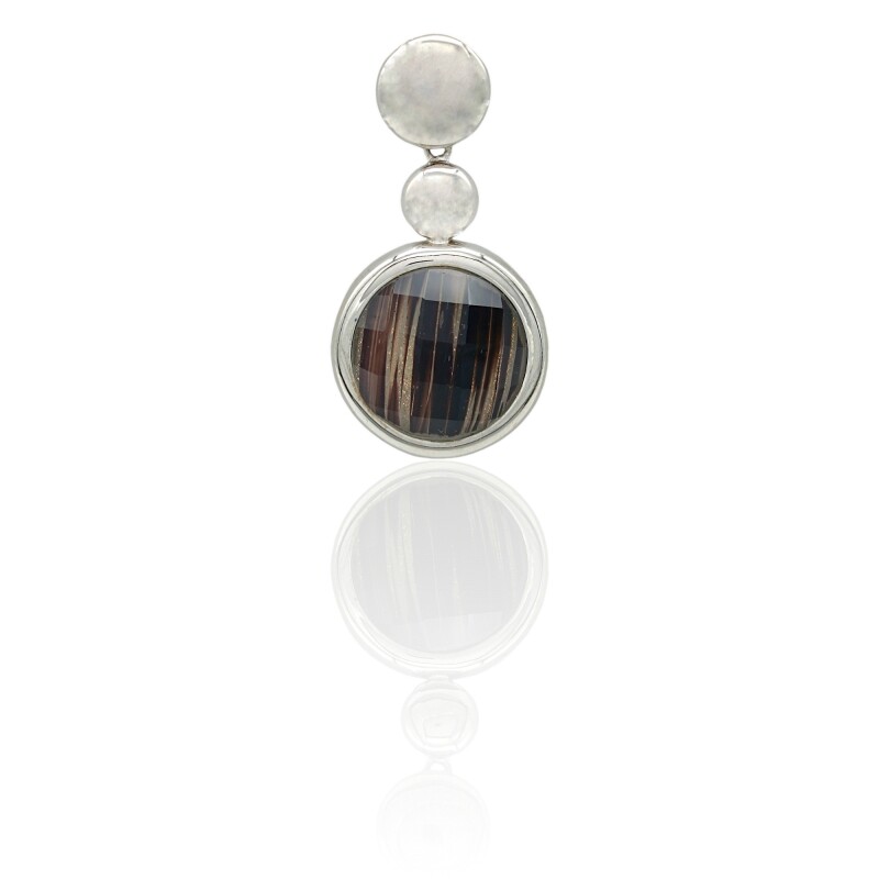 Dije Colgante Circulo-Plata 925-Cuarzo Rutilado-CP3822 conpiedra
