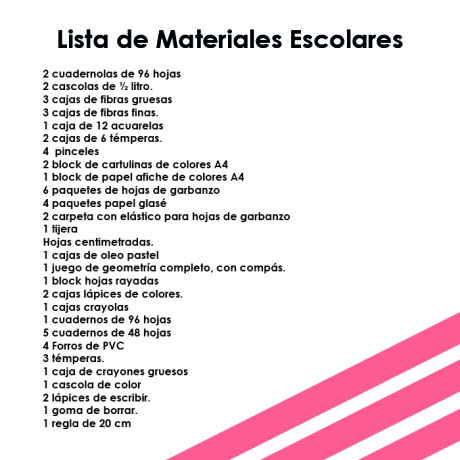 Lista de Materiales Escolares Colegio San Miguel - 6º Escuela Lista de Materiales Escolares Colegio San Miguel - 6º Escuela