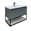 Mueble de baño suspendido Gray 80cm con bacha de loza Mueble De Baño Suspendido Gray 80cm Con Bacha De Loza