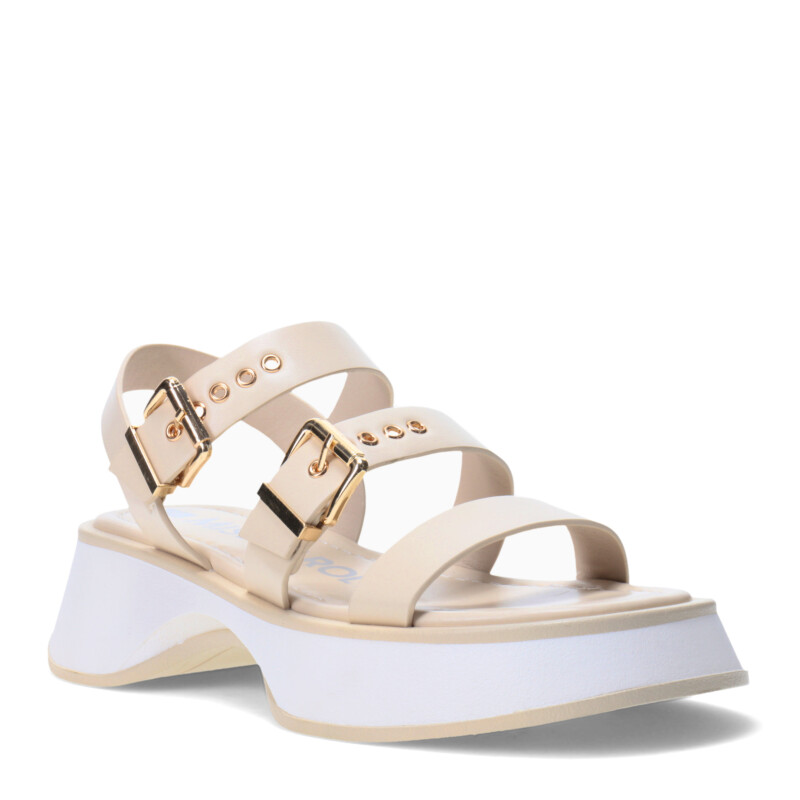 Sandalia de Mujer Miss Carol BITOLA con hebillas Beige