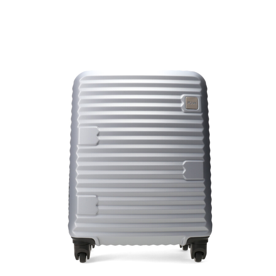 Valija Push Rigida Acanalada Plateado - Gris Oscuro