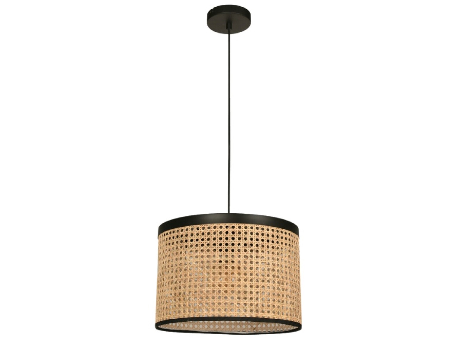 COLGANTE 1L MIMBRE NAT E27 CON BORDE NEGRO 