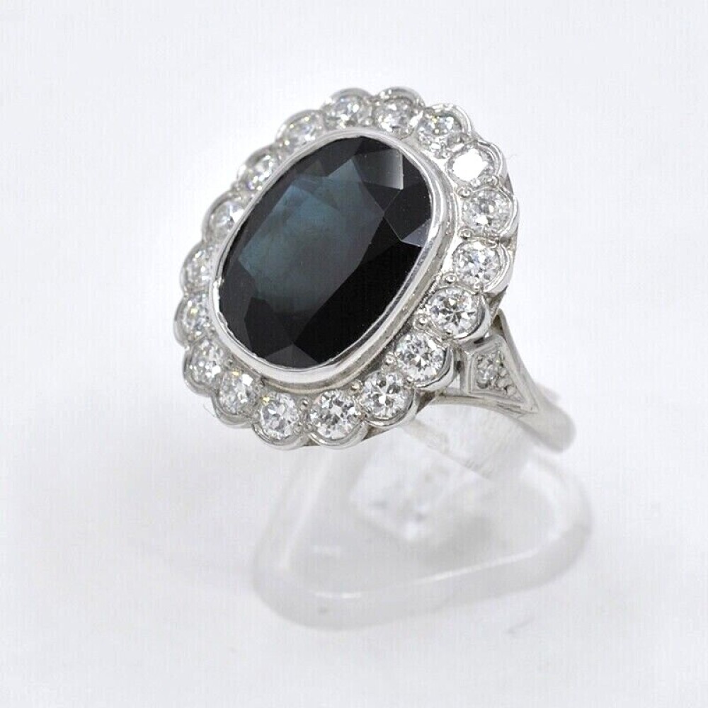 Anillo Nuevo En Platino, Zafiro Y Brillantes Anillo Nuevo En Platino, Zafiro Y Brillantes