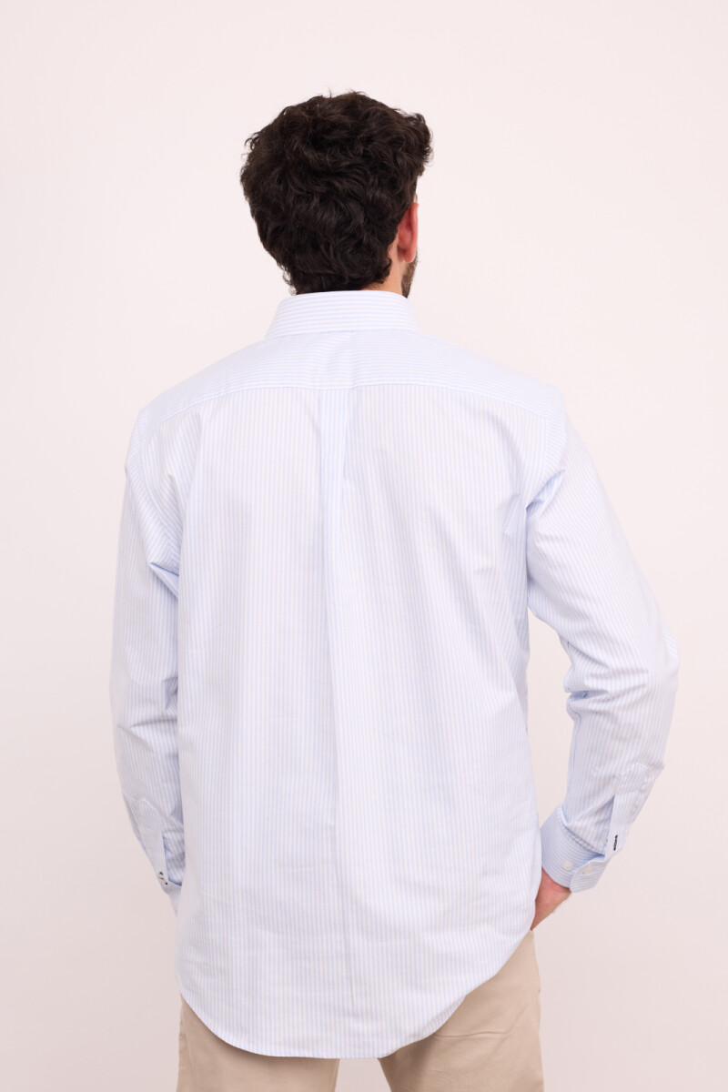 Camisa Oxford Rayada Brixton Celeste