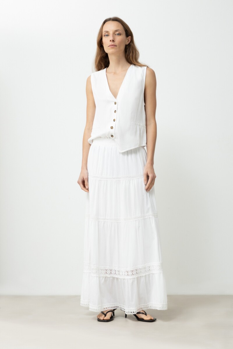 Maxi falda con puntillas blanco