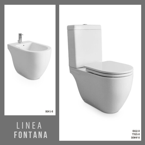 Juego De Inodoro Con Mochila Y Bidet Incluye Tapa Marca Ferrum Linea Fontana BLANCO