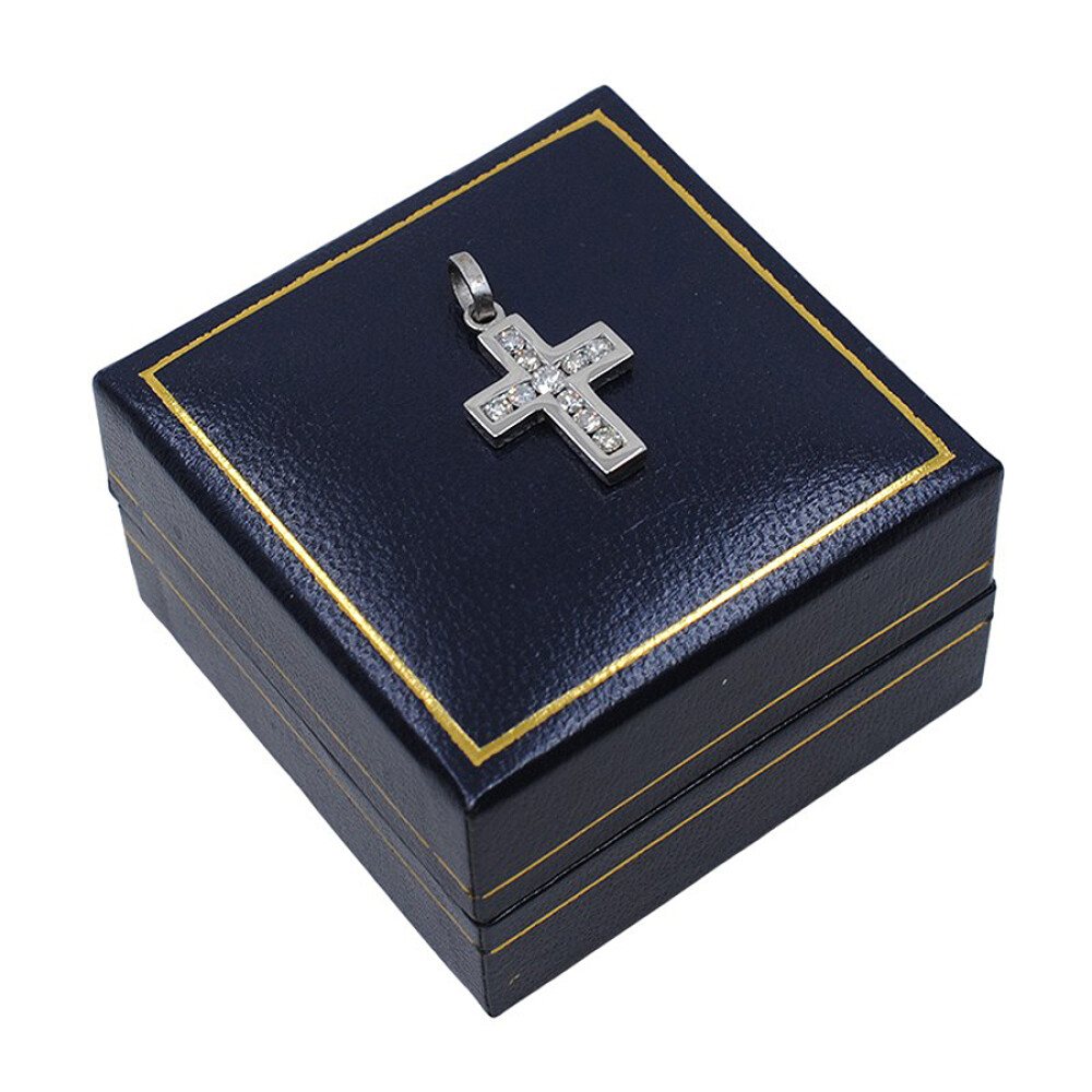 Cruz En Oro 18K Blanco Y Brillantes Cruz En Oro 18K Blanco Y Brillantes