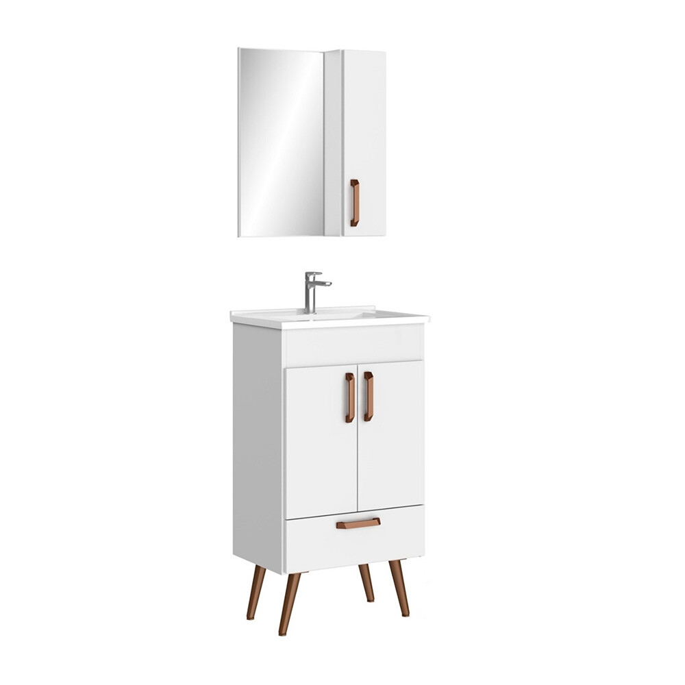 CONJUNTO DE BAÑO MODELO MALAGA COLOR BLANCO/ MUEBLE + BACHA + ESPEJO / 50 CM Conjunto De Baño Modelo Malaga Color Blanco/ Mueble + Bacha + Espejo / 50 Cm