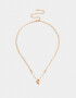 Cadena Corta con Dije Con Piedra Natural Collar Corto Bañado En Oro Con Piedra Natural - Dorado