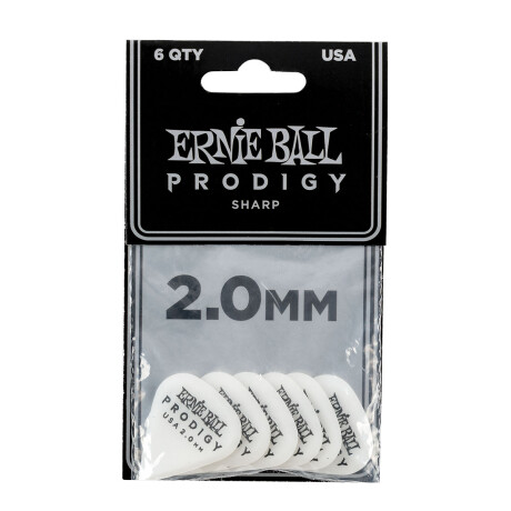 Pack Pua Guitarra Ernie Ball Sharp 2.0mm Blanco 6pcs Pack Pua Guitarra Ernie Ball Sharp 2.0mm Blanco 6pcs