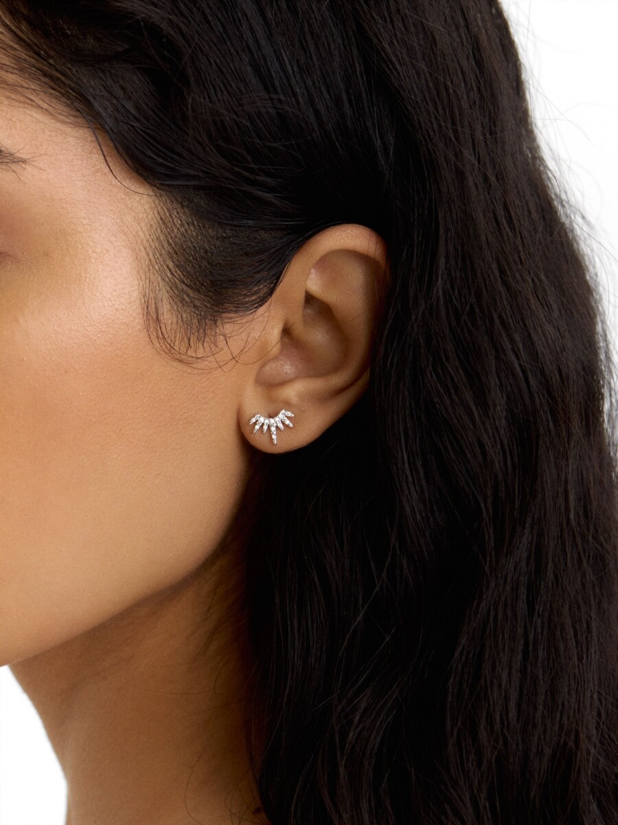 Pendientes Corona Con Circonitas - Plata De Ley 925 plateado