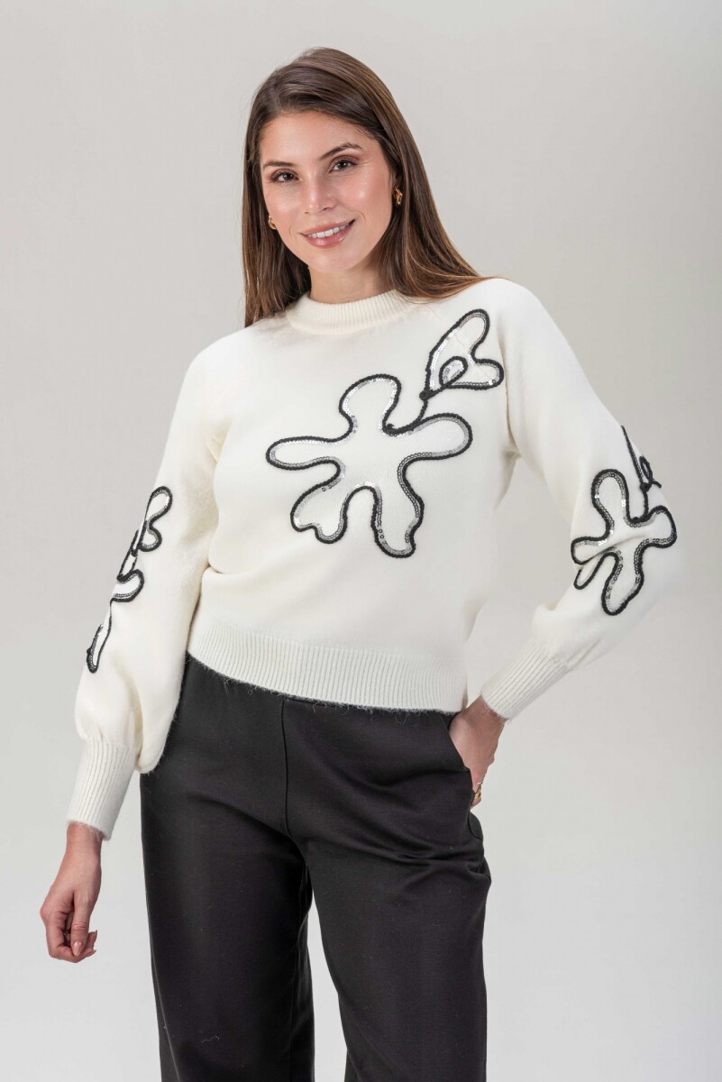 Sweater Flor - Blanco 