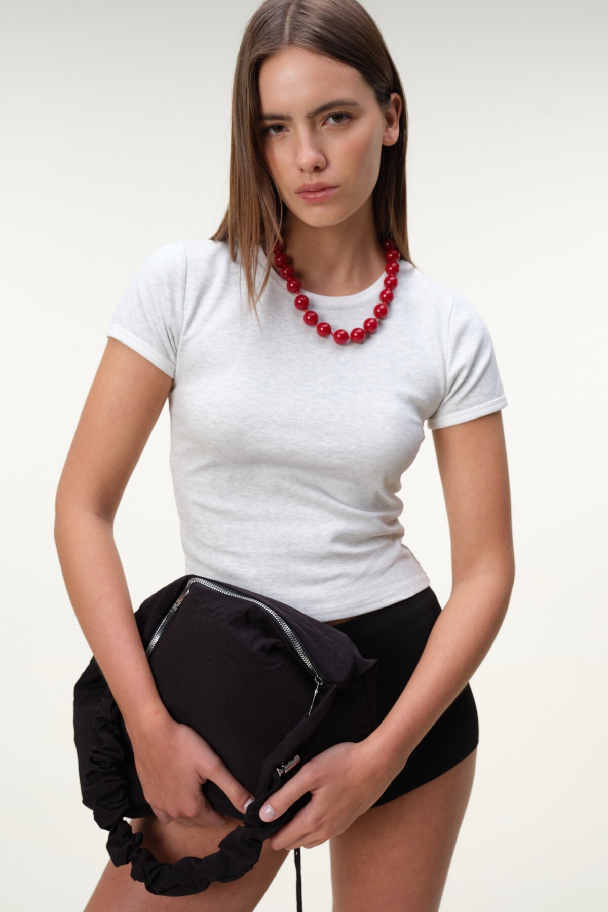 Baby Tee Algodón Gris Melange