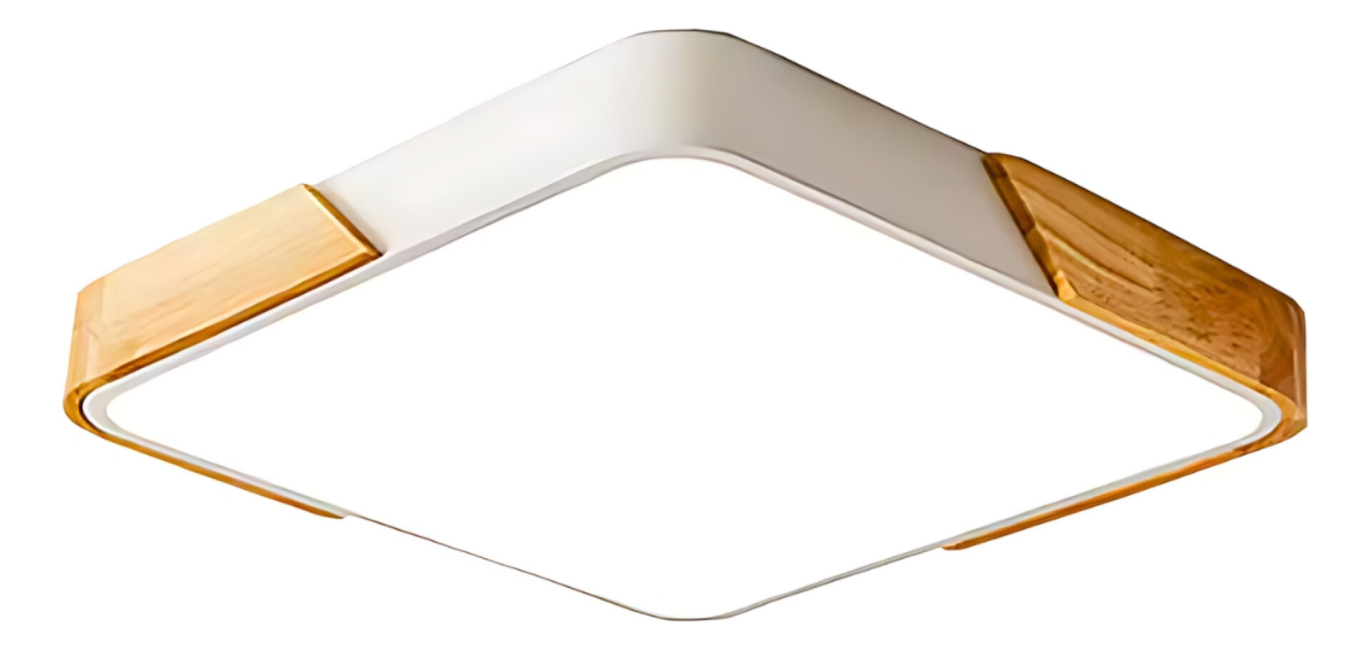 Luminaria Plafon Led Cuadrado 30cm Metal Y Madera Colores - Blanco 