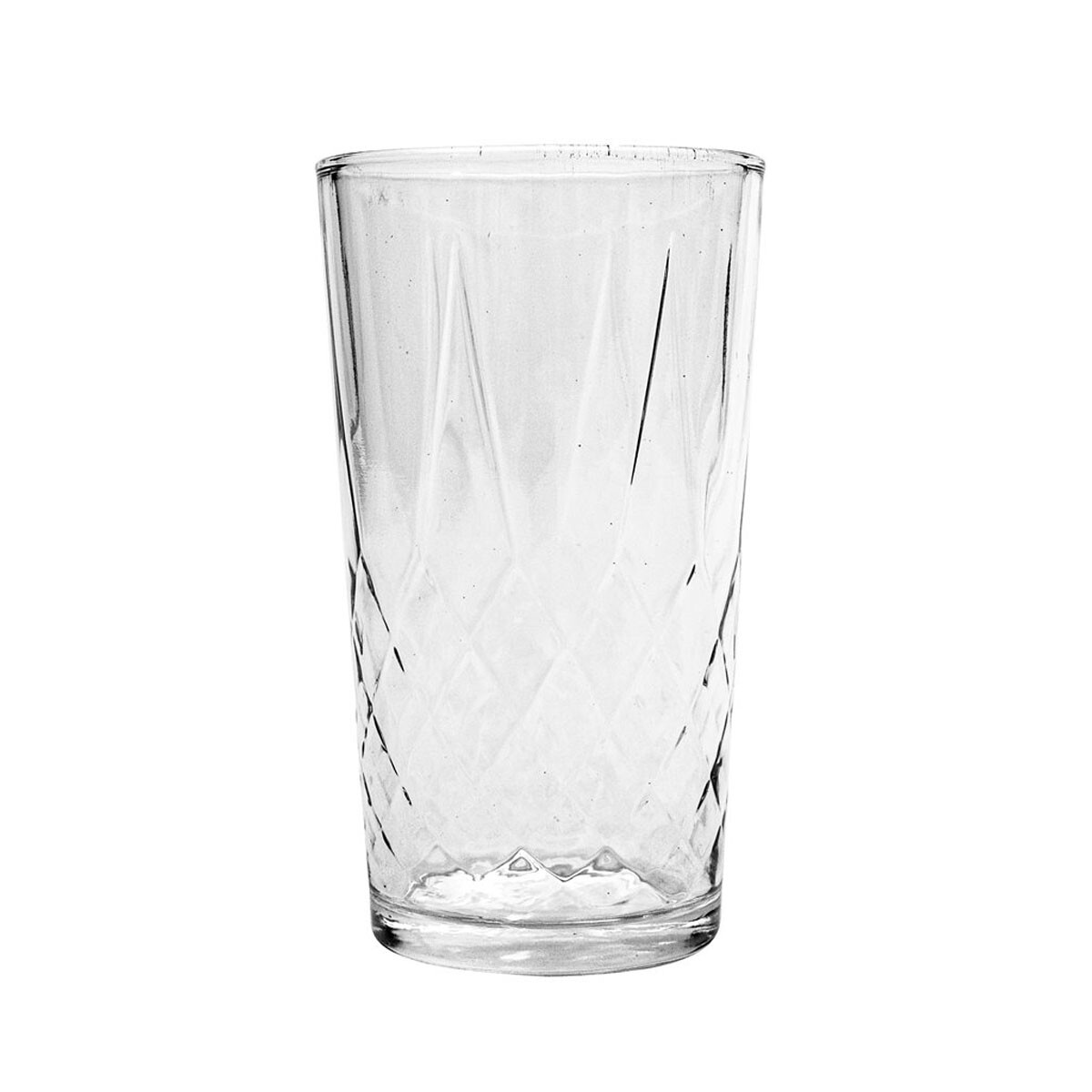 Set X6 Vaso Alto Diamante Agua Refresco Jugo en Vidrio 336ml - Transparente 